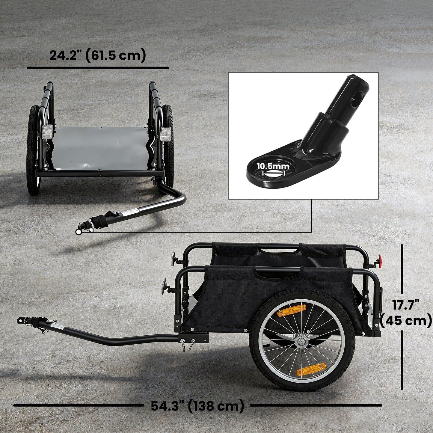 Remorque vélo cargo cadre ouvert roues pneumatiques 16 po