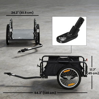 Remorque vélo cargo cadre ouvert roues pneumatiques 16 po
