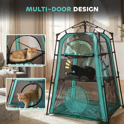 Tente pour chat portable à trois niveaux