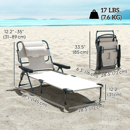 Chaise longue pliante avec dossier inclinable