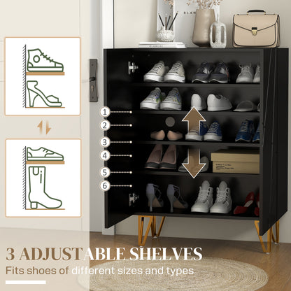 Meuble à chaussures étroit haute brillance