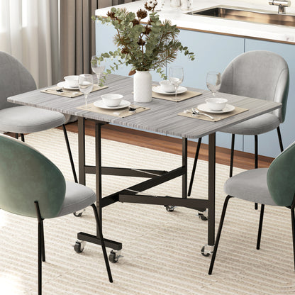 Table à manger pliante à roulettes pour six personnes