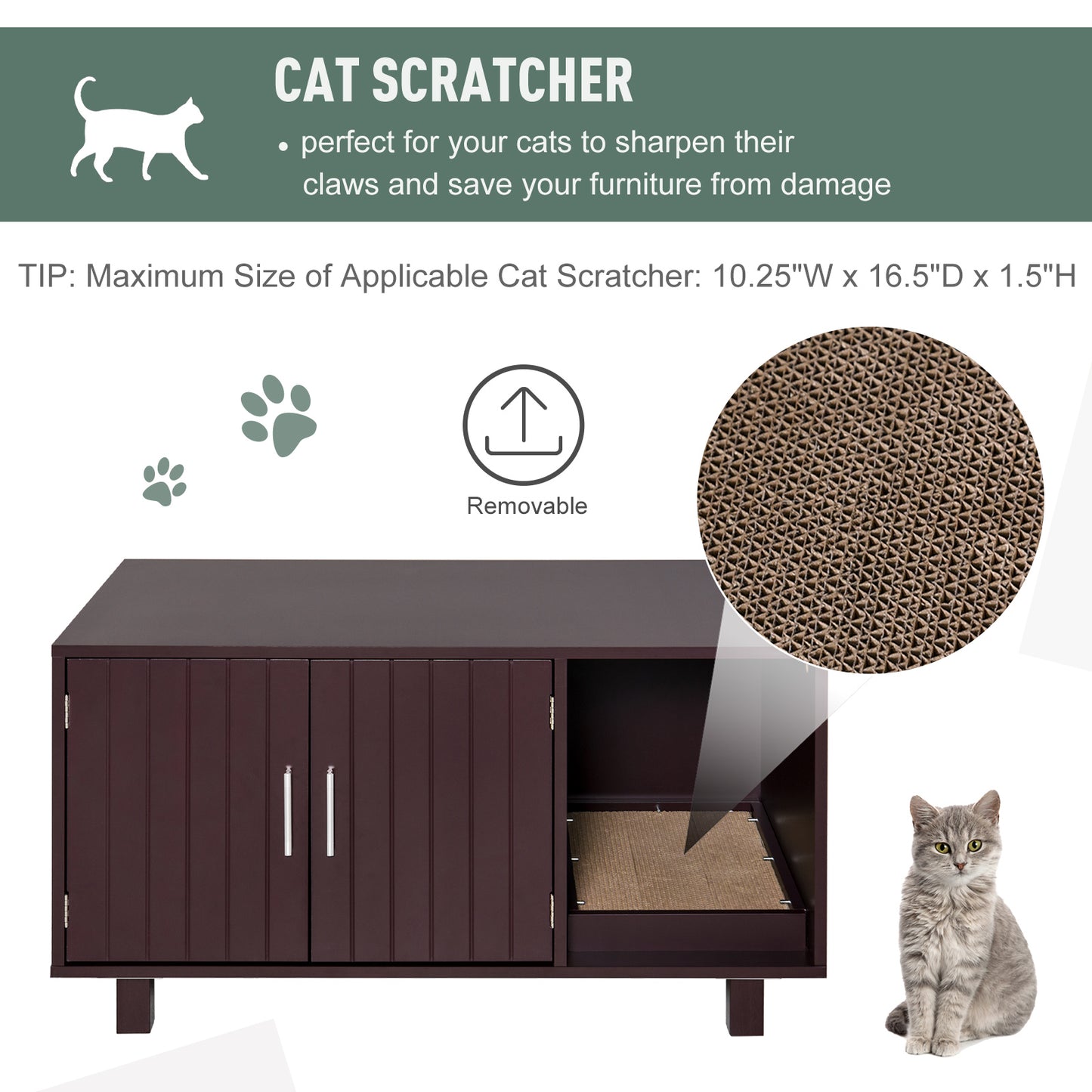 Meuble cache litière chat table d'appoint avec grattoir