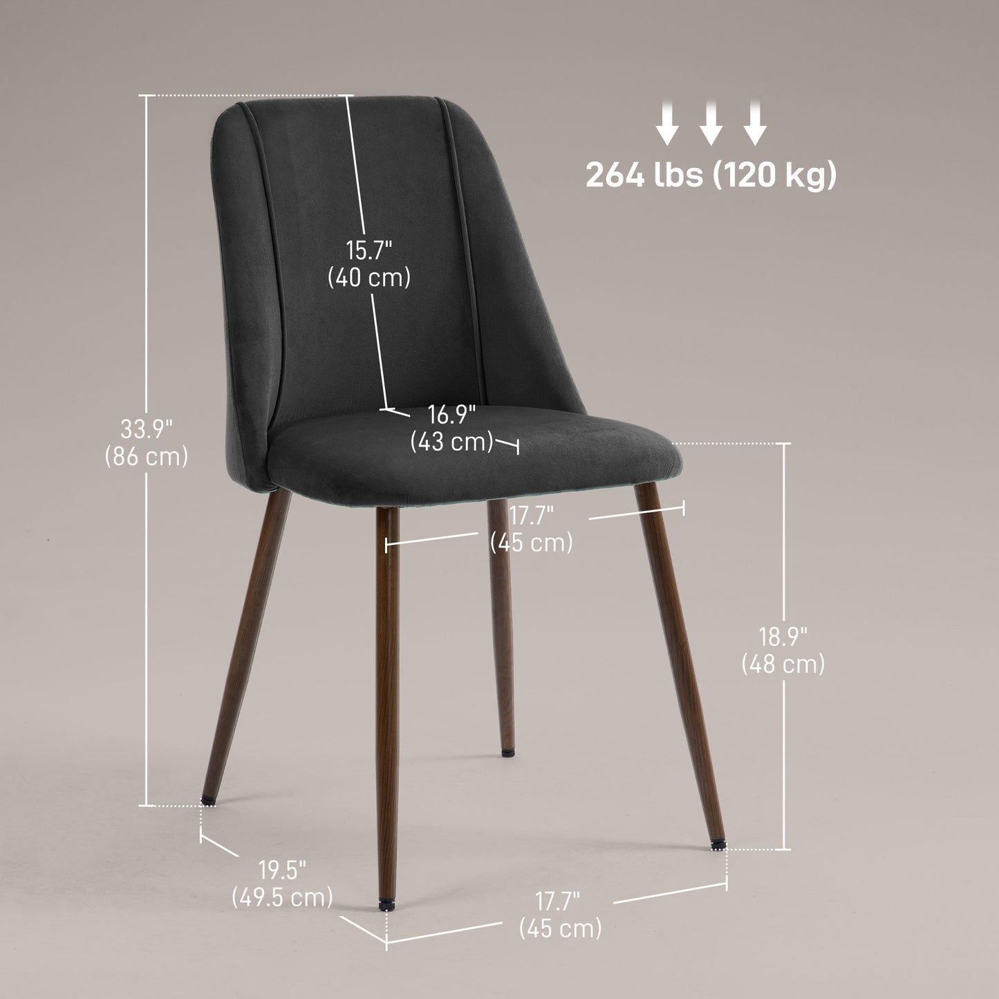 Chaises de salle à manger rembourrées velours ensemble 4