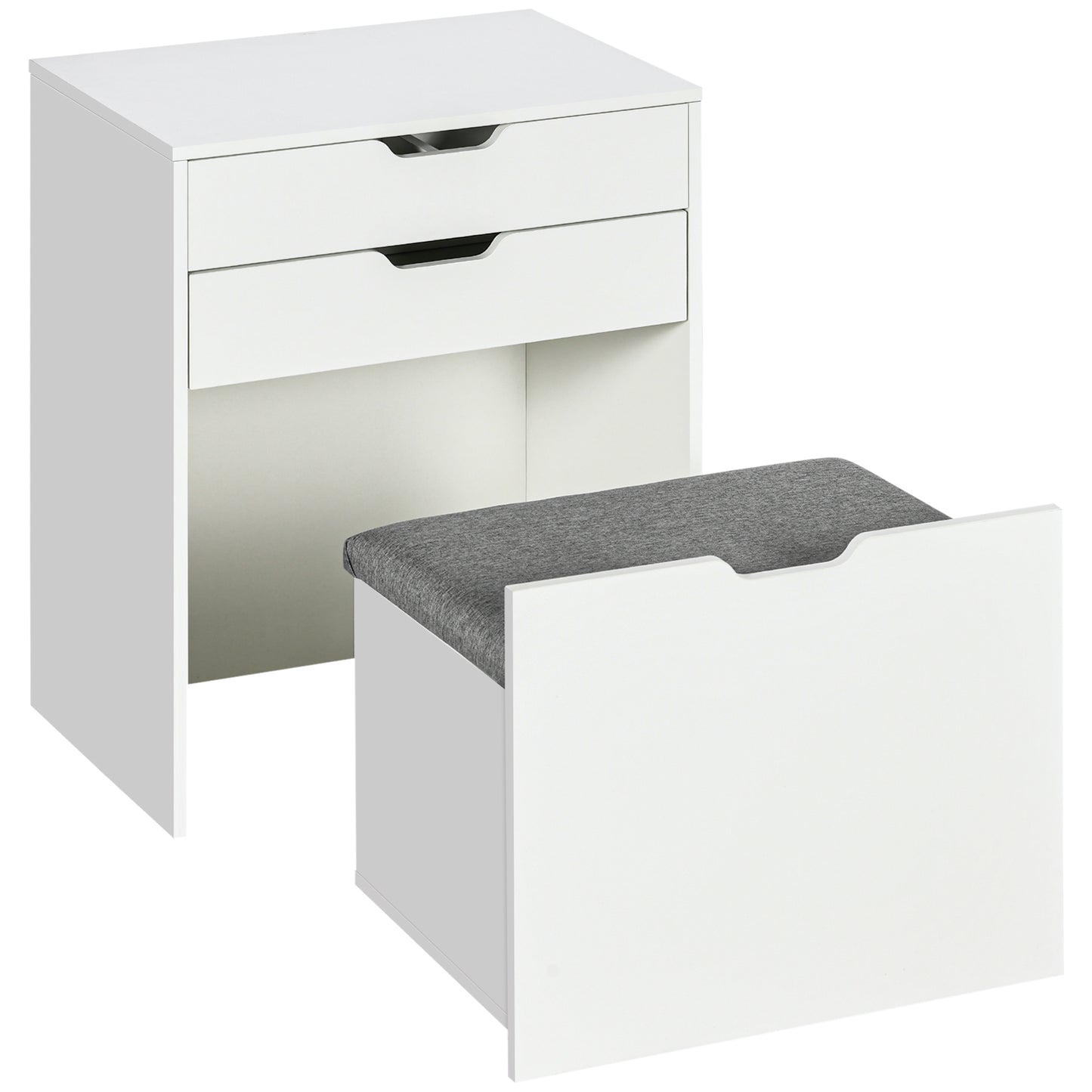 Coiffeuse avec miroir rabattable et tabouret