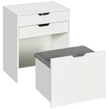 Coiffeuse avec miroir rabattable et tabouret