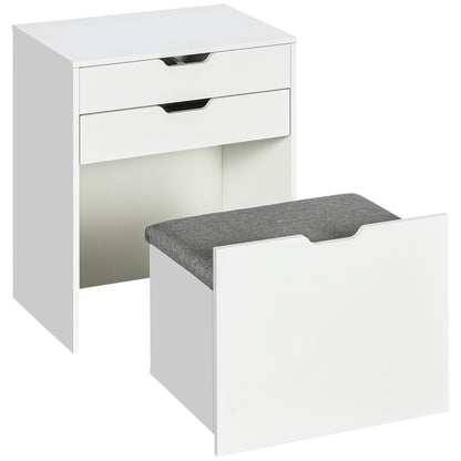 Coiffeuse avec miroir rabattable et tabouret