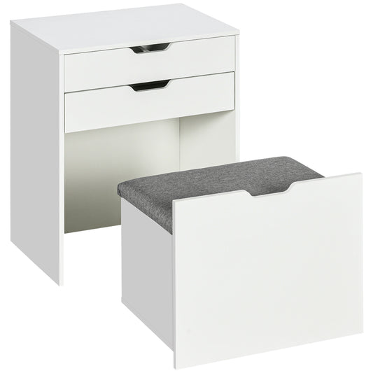 Coiffeuse avec miroir rabattable et tabouret