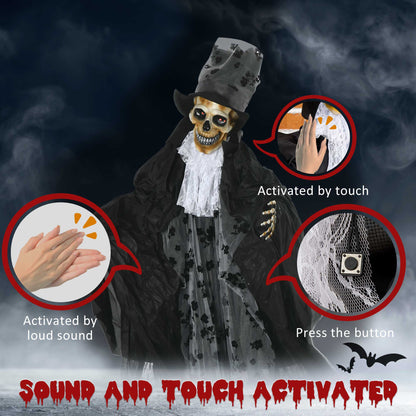 Squelette animé 6 pieds détecteur mouvement yeux LED