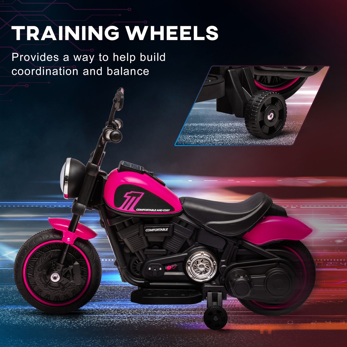 Moto électrique enfant 6V avec roues stabilisatrices