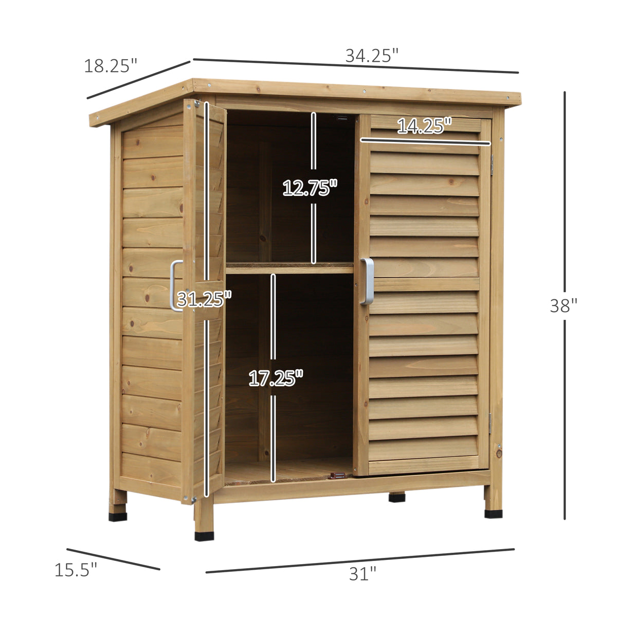 Remise de jardin en bois avec 2 portes et tablettes