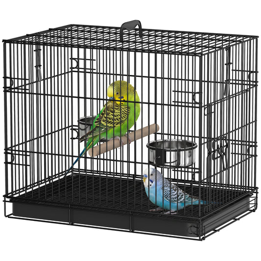 Cage à oiseaux portable avec plateau coulissant et perchoir