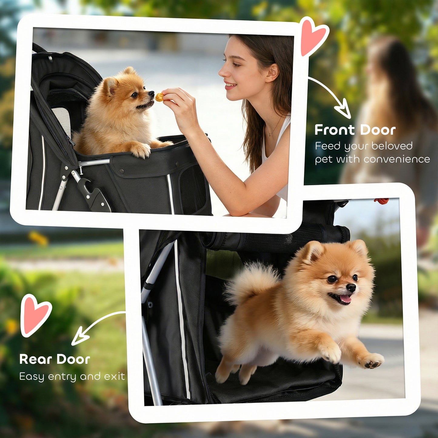 Poussette chien 3 roues pliable avec auvent réglable