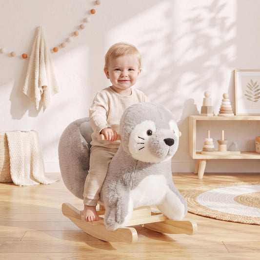 Cheval à bascule phoque en peluche pour tout-petit