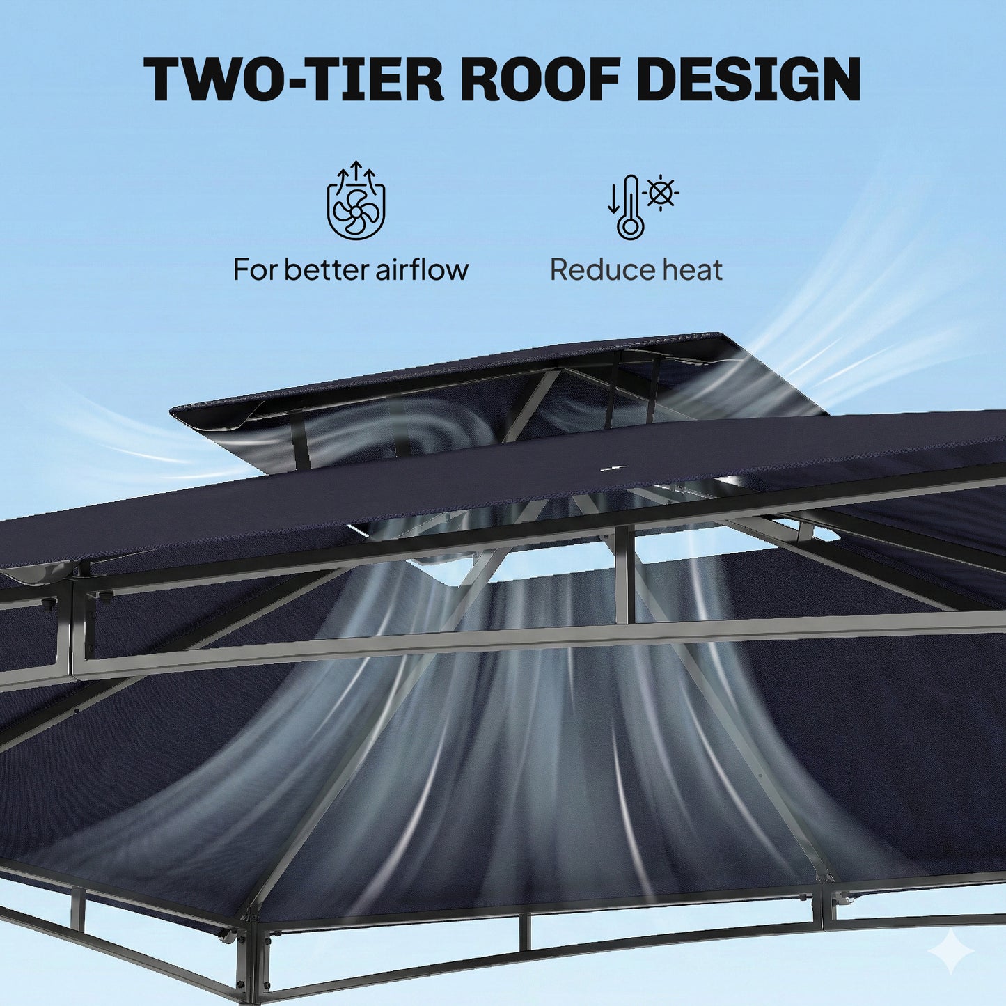 Gazebo de jardin double toit 3 m x 3 m
