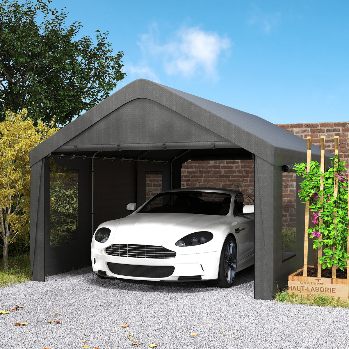 Abri auto 12x20 portes roulantes fenêtres amovibles