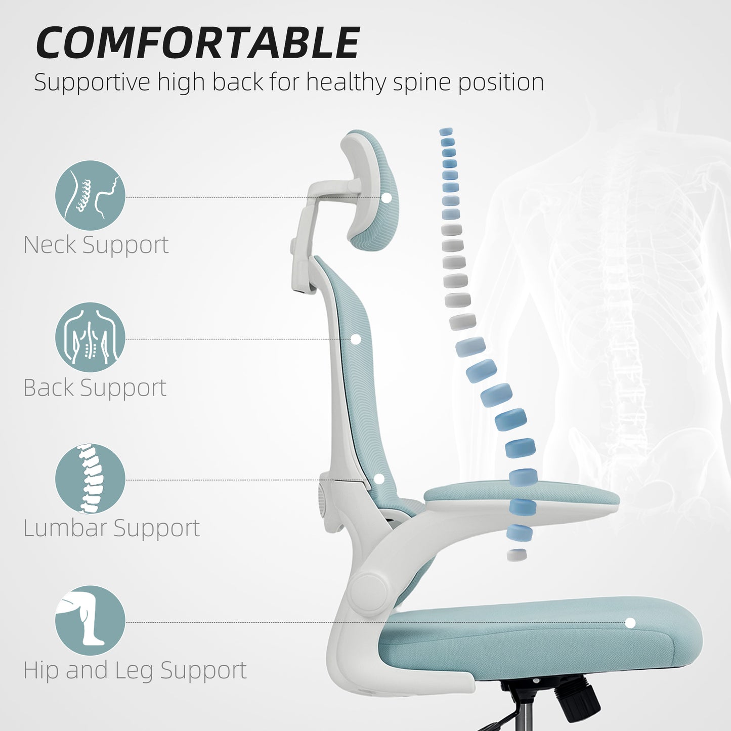 Chaise bureau ergonomique dossier haut appui-tête rotatif