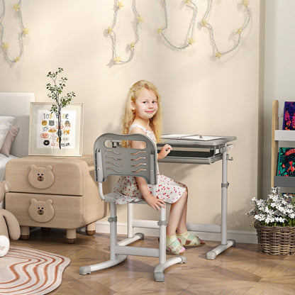 Bureau d'étude ajustable avec chaise et tiroir enfant