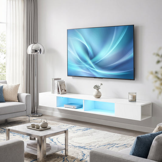 Meuble télé flottant avec éclairage RGB LED