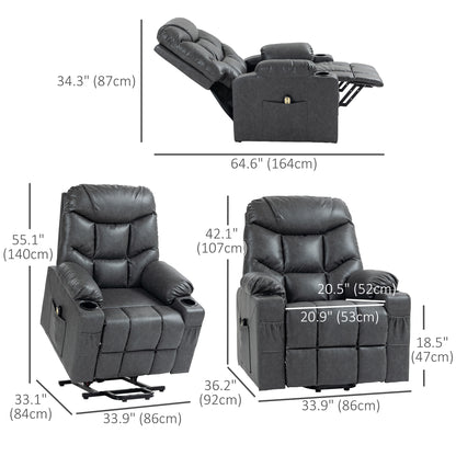 Fauteuil releveur électrique en similicuir avec porte-gobelets