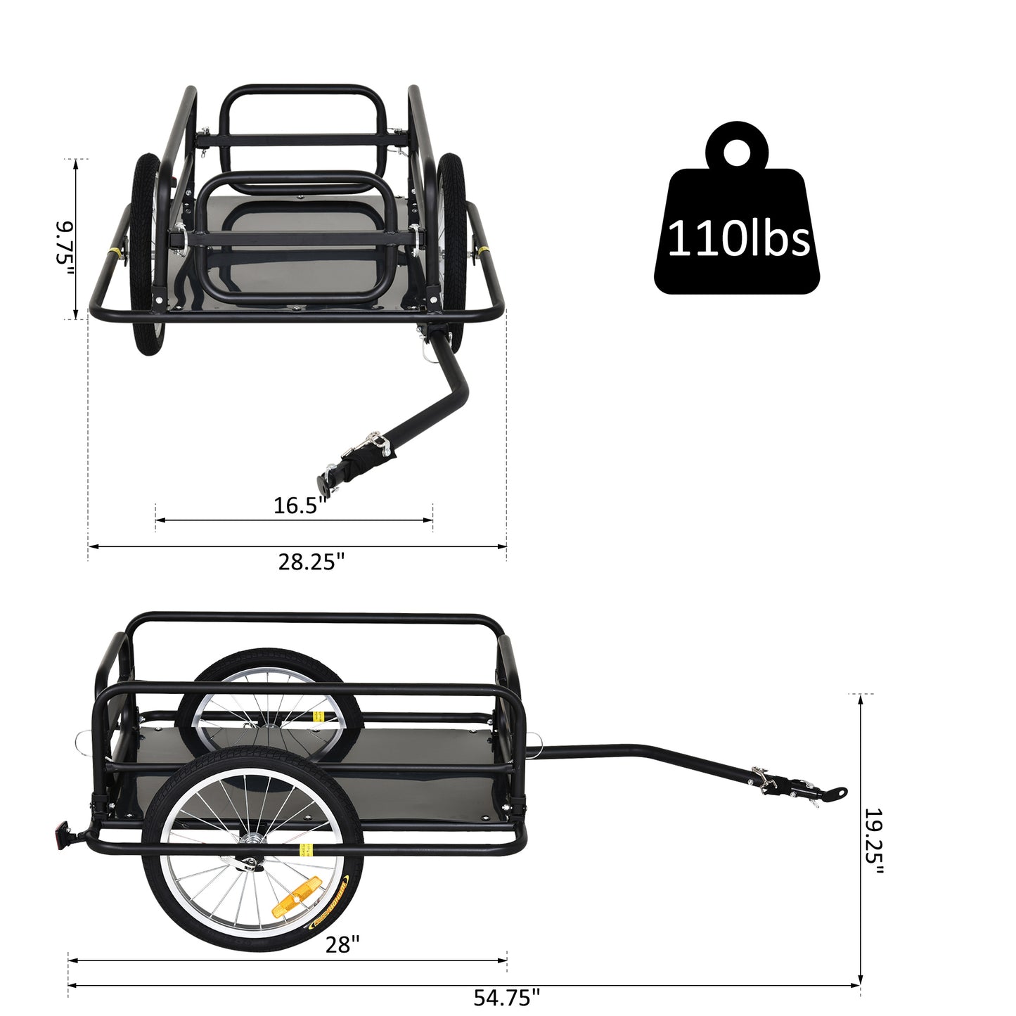 Remorque vélo cargo pliable acier robuste