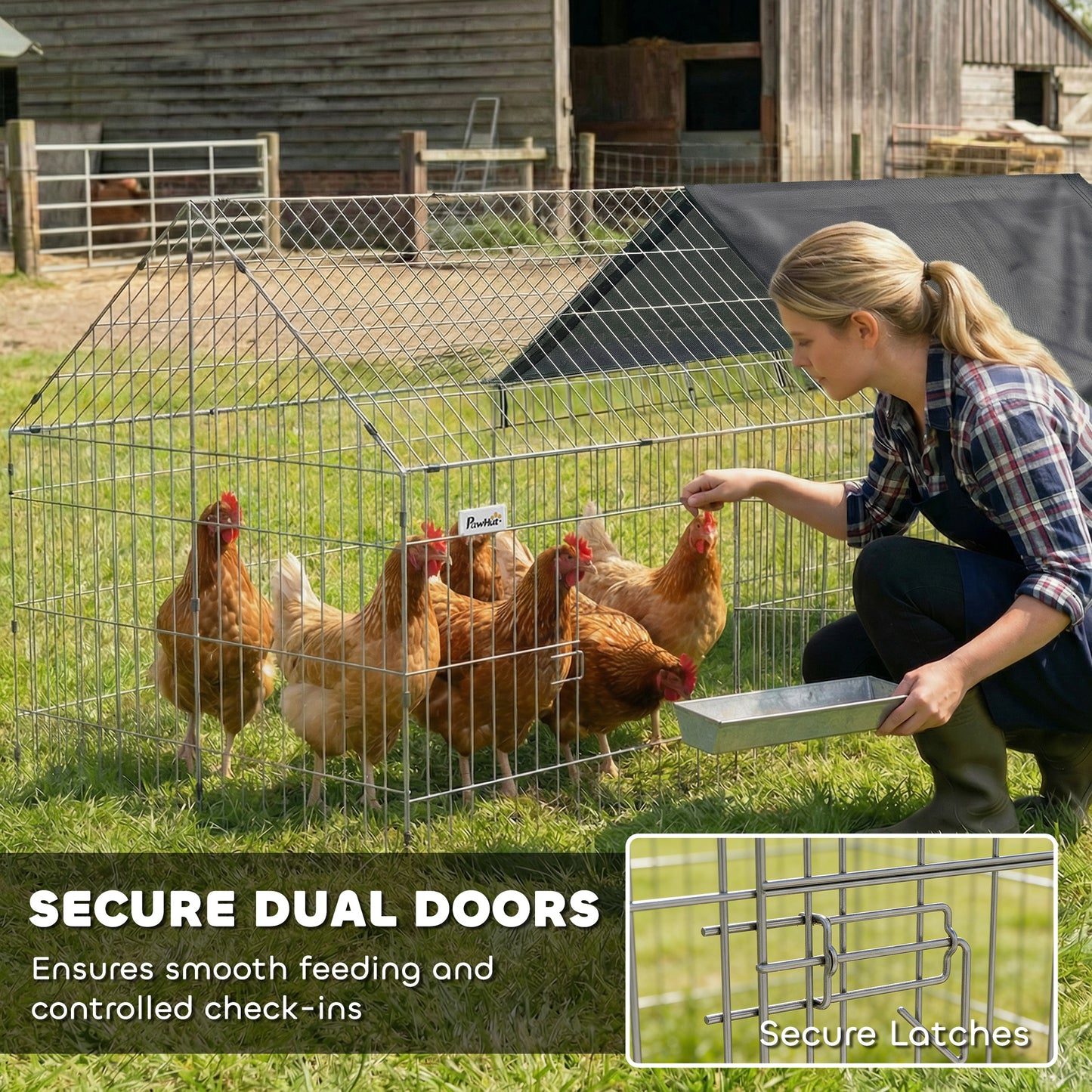 Enclos métallique pour poules avec couverture UV