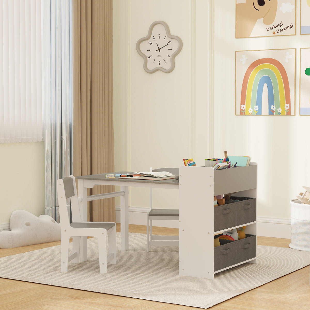 Ensemble table et chaises pour enfants avec rouleau — Lot de 3