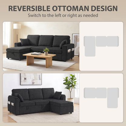 Divan-lit sectionnel réversible avec rangement