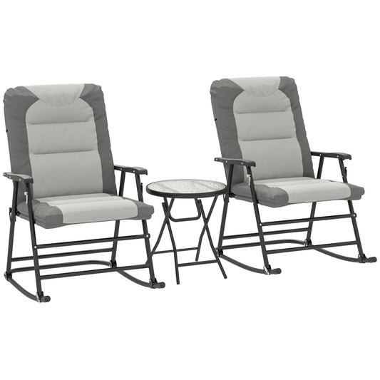 Ensemble de 2 chaises berçantes pliantes et table - Acier - Aosom
