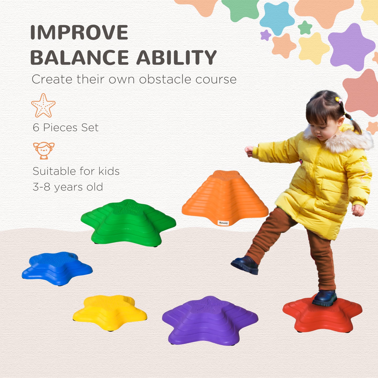Pierres d'équilibre pour enfants antidérapantes — 6 pcs