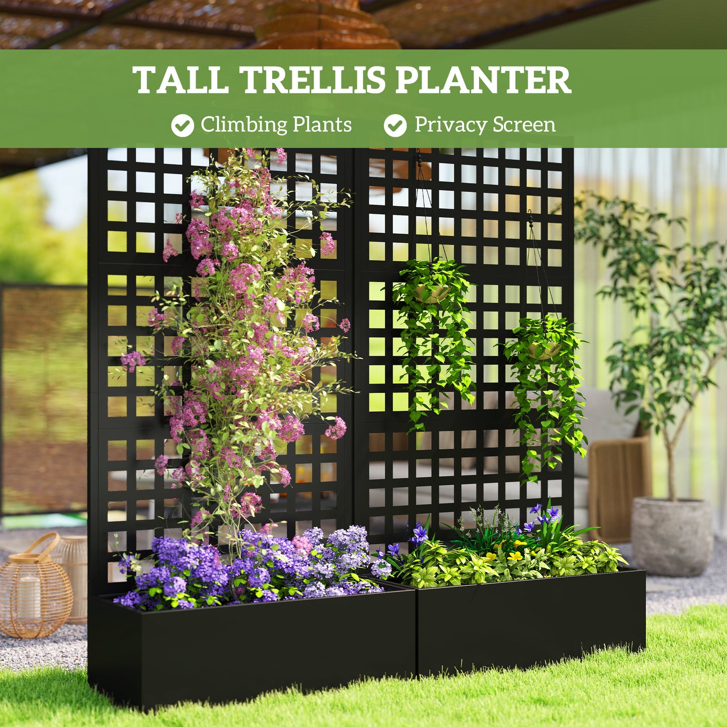 Bac de jardinage surélevé avec treillis 109 x 41 x 178 cm