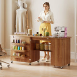 Table de couture pliante avec rangement — Bois
