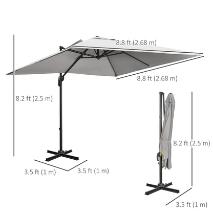 Parasol déporté carré inclinable avec manivelle et pied