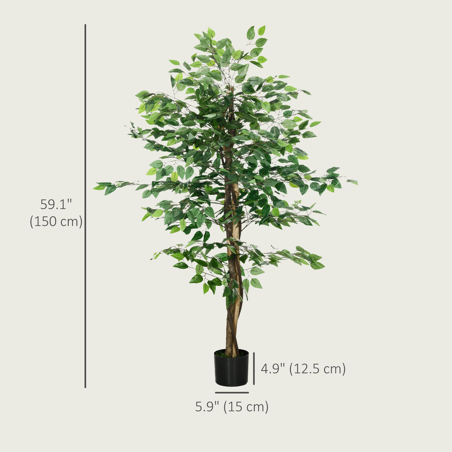 Arbre artificiel ficus 152 cm plante décorative avec pot