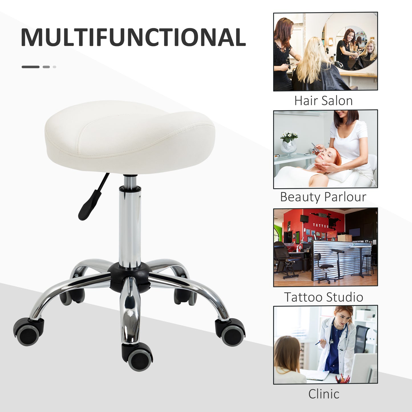 Tabouret selle ergonomique ajustable à roulettes