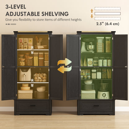 Armoire-garde-manger de cuisine style campagnard 175 cm
