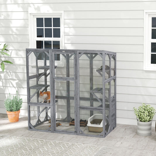 Enclos extérieur pour chats en bois