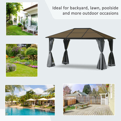 Gazebo aluminium toit rigide avec rideaux et moustiquaires