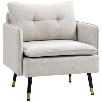 Fauteuil d'accent rembourré dossier capitonné pieds acier