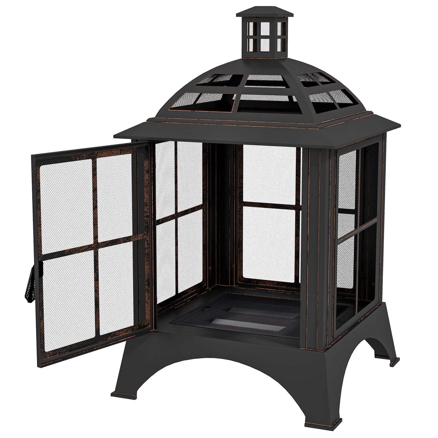 Foyer extérieur style cheminée avec tisonnier