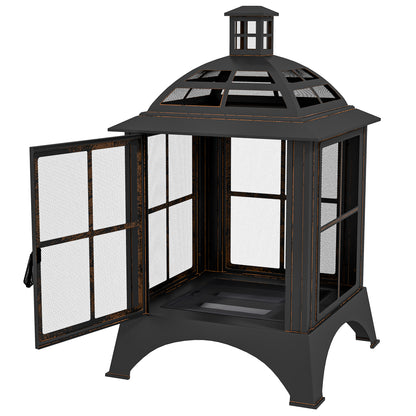 Foyer extérieur style cheminée avec tisonnier