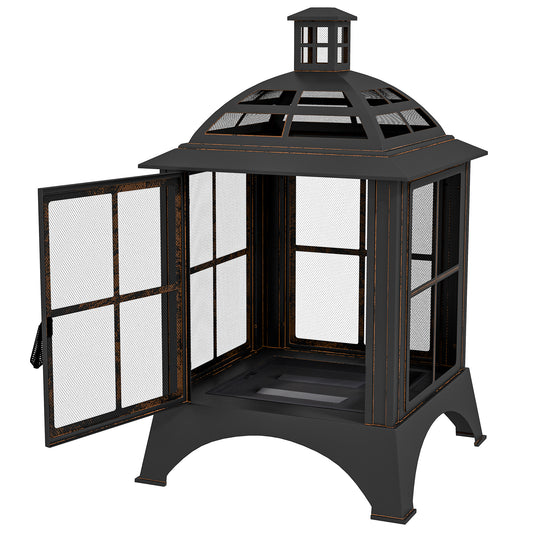 Foyer extérieur style cheminée avec tisonnier