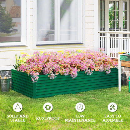 Outsunny 240x120x60cm Raised Garden Bed - Black Galvanized Planter