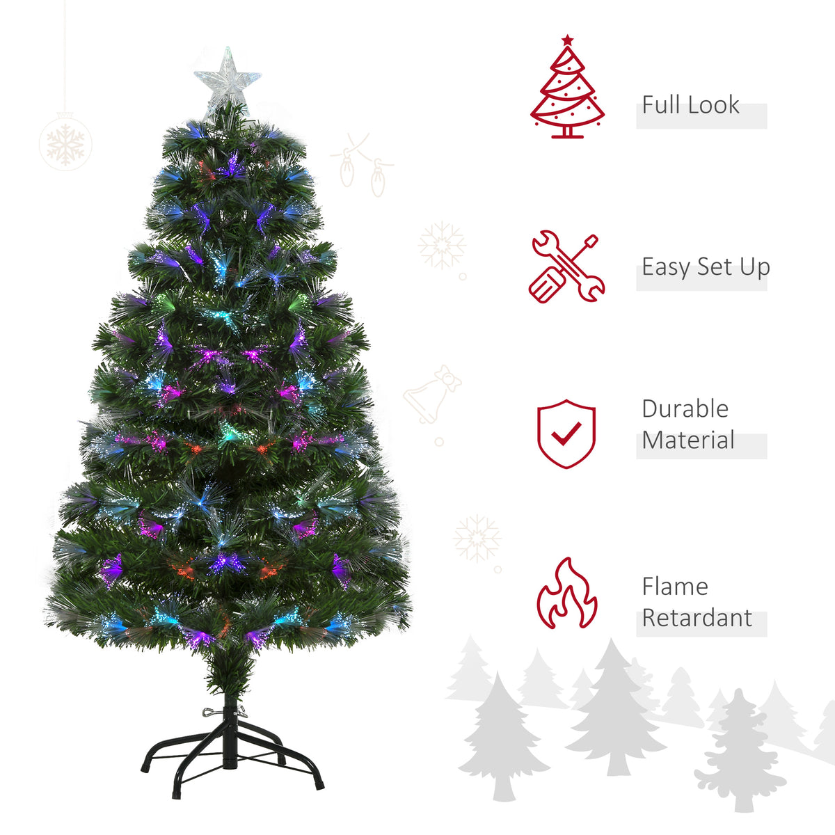 Arbre de Noël artificiel à fibre optique prééclairé