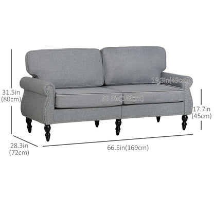 Sofa 2 places style traditionnel en lin