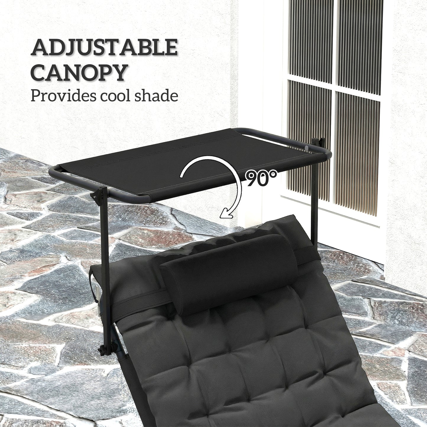 Chaise longue pliante avec auvent ajustable 4 positions