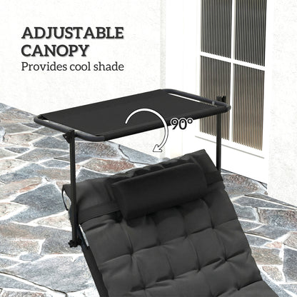 Chaise longue pliante avec auvent ajustable 4 positions
