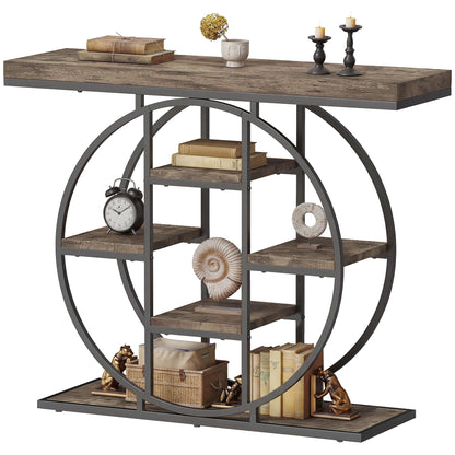 Console industrielle de salon avec tablettes de rangement 100 x 30 x 81,5 cm