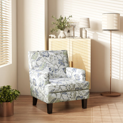 Fauteuil accent mi-siècle motif floral à clous