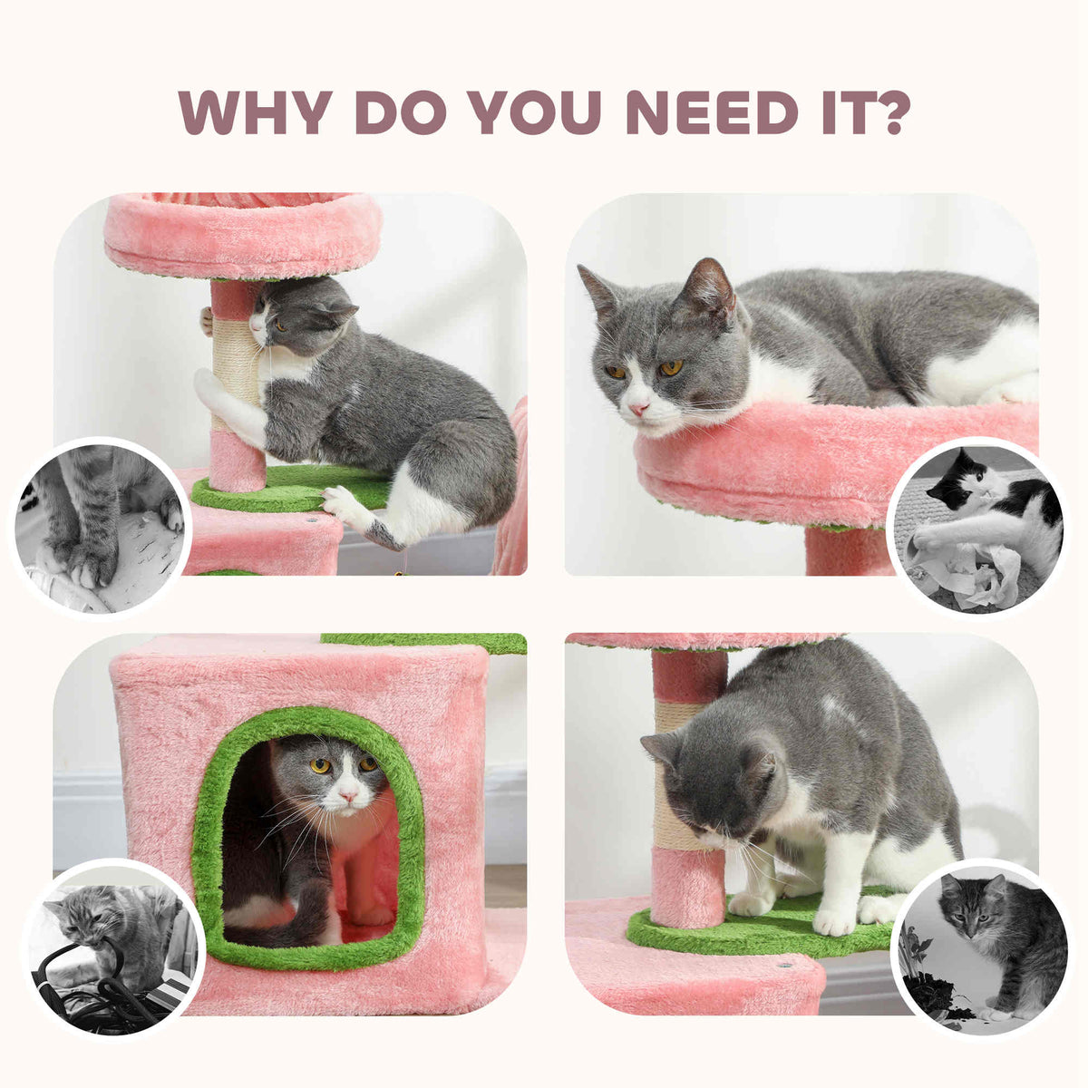 Tour à Chat 71 cm avec Lit Douillet — Rose